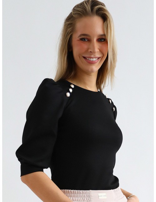 LEONIE Gombos Felső - Fekete