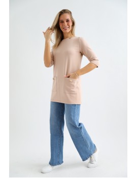 BETTY Zsebes Tunika - Bézs