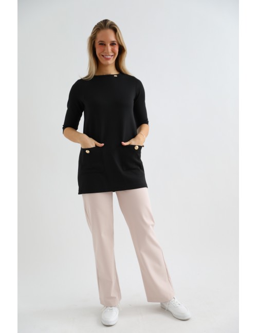 BETTY Zsebes Tunika - Fekete