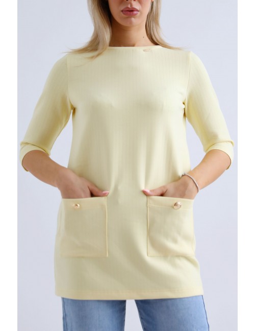 BETTY Zsebes Tunika - Pasztell Sárga