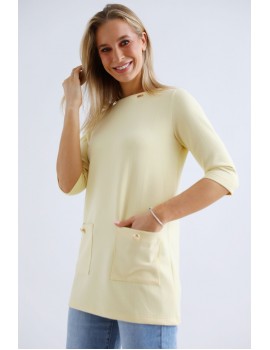 BETTY Zsebes Tunika - Pasztell Sárga
