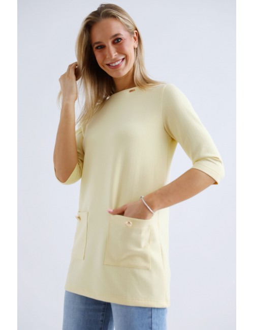 BETTY Zsebes Tunika - Pasztell Sárga
