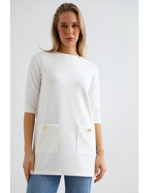 BETTY Zsebes Tunika - Fehér