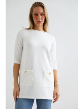 BETTY Zsebes Tunika - Fehér