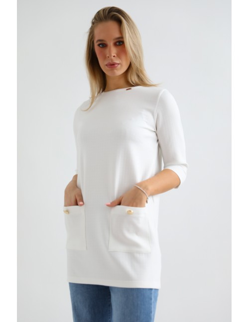 BETTY Zsebes Tunika - Fehér