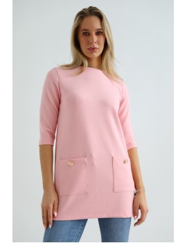 BETTY Zsebes Tunika - Rózsaszín