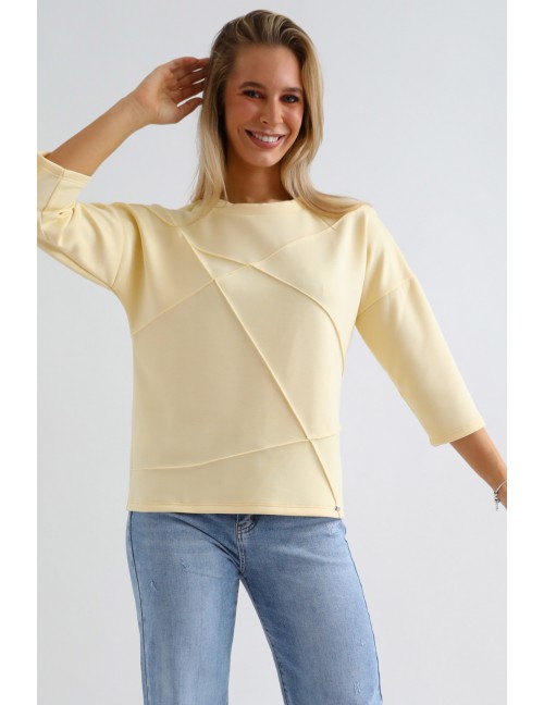 JOLENE Felső Tűzött Részlettel - Pasztell Sárga