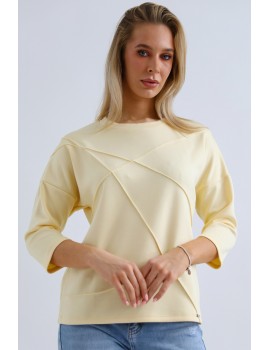 JOLENE Felső Tűzött Részlettel - Pasztell Sárga