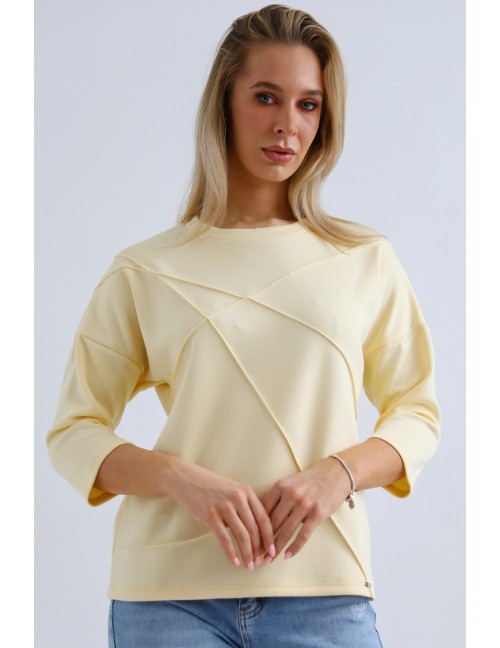 JOLENE Felső Tűzött Részlettel - Pasztell Sárga
