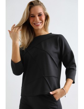 JOLENE Felső Tűzött Részlettel - Fekete