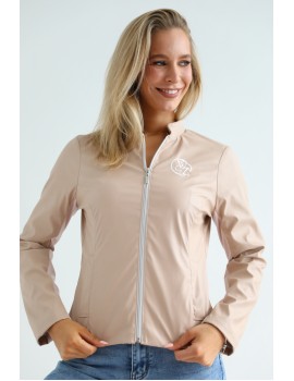 Tavaszi Bélelt Műbőr Dzseki - Mocha (Púder Részlettel)