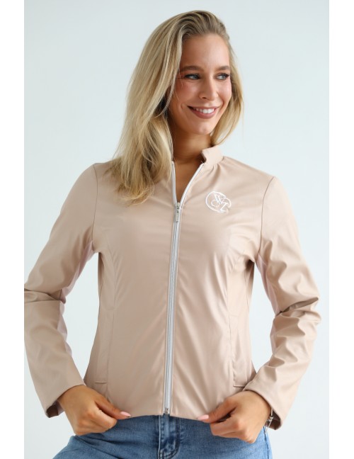 Tavaszi Bélelt Műbőr Dzseki - Mocha (Púder Részlettel)