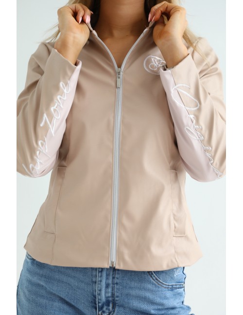 Tavaszi Bélelt Műbőr Dzseki - Mocha (Púder Részlettel)