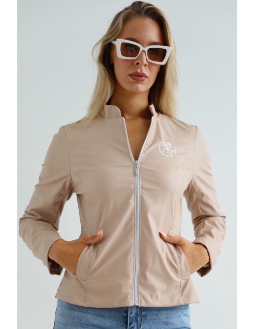 Tavaszi Bélelt Műbőr Dzseki - Mocha 