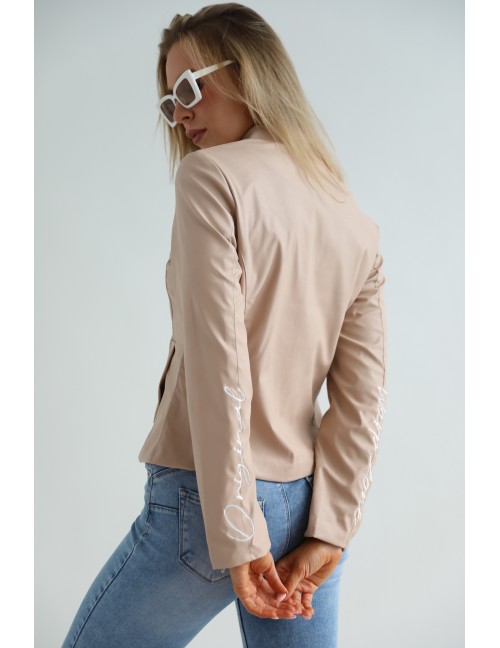 Tavaszi Bélelt Műbőr Dzseki - Mocha 