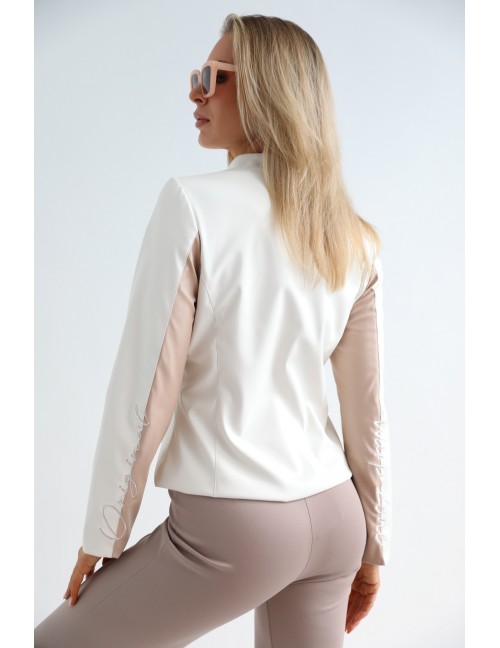 Tavaszi Bélelt Műbőr Dzseki - Fehér