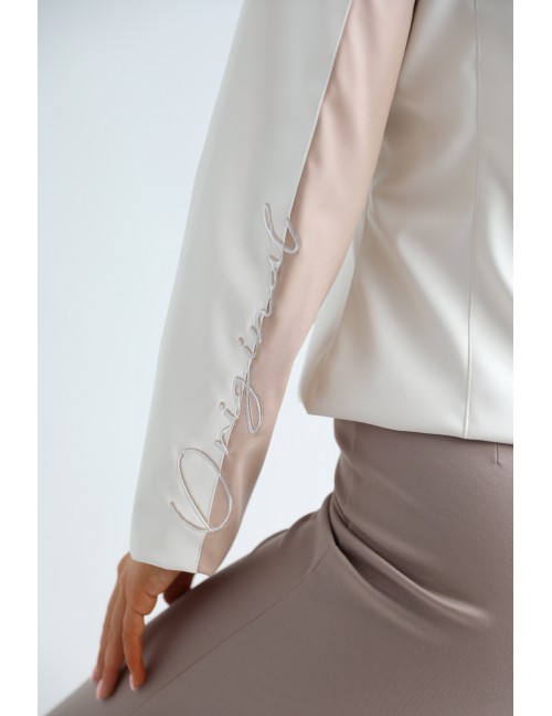 Tavaszi Bélelt Műbőr Dzseki - Fehér