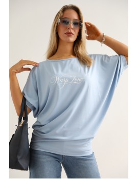 Nyomott Bő Felső - Kék