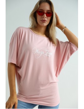 Nyomott Bő Felső - Rózsaszín