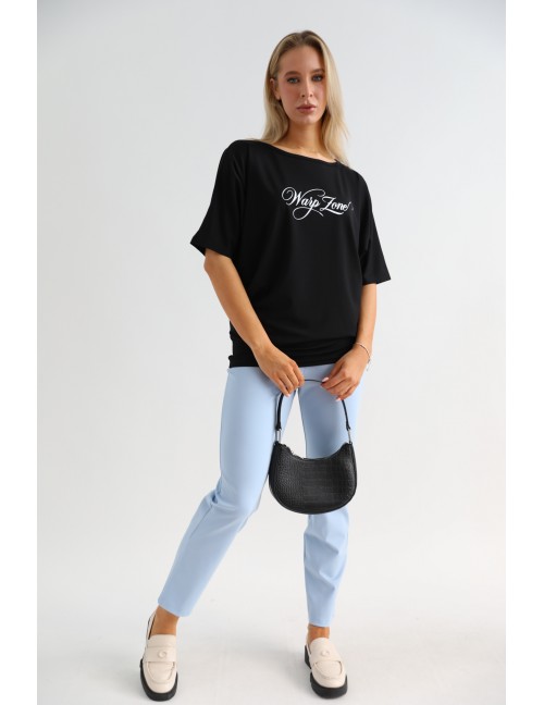 Nyomott Bő Felső - Fekete