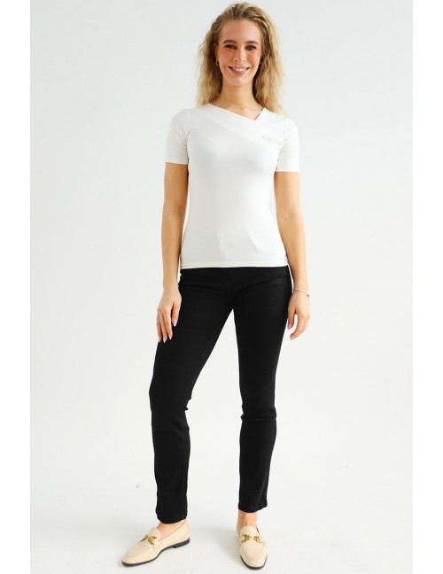 VELVET Hímzett Farmernadrág