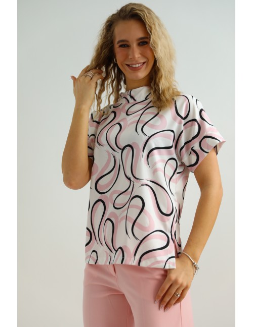 ZINA Felső - Rózsaszín Absztrakt Minta