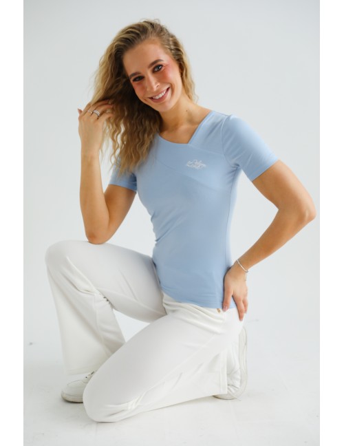 TEKLA Hímzett Felső - Világoskék