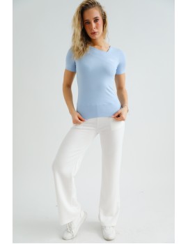 TEKLA Hímzett Felső - Világoskék