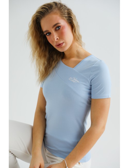 TEKLA Hímzett Felső - Világoskék