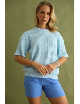 KATHY Tavaszi Kötött Felső - Világoskék