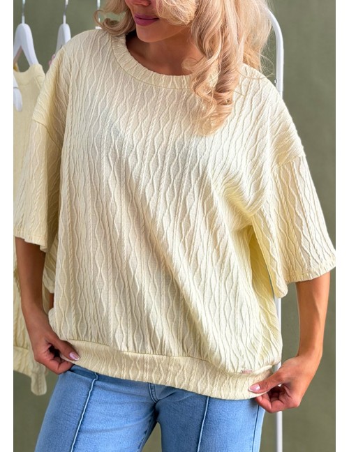 KATHY Tavaszi Kötött Felső - Pasztell Sárga