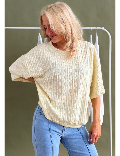 KATHY Tavaszi Kötött Felső - Pasztell Sárga