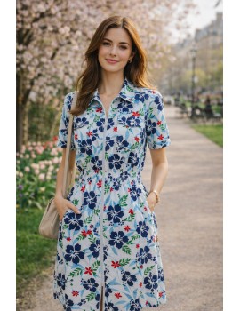 ORION Puplin Ing Ruha - Kék Virágos