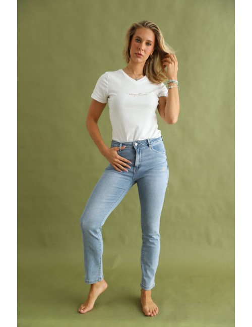 RELLY Hímzett Farmernadrág