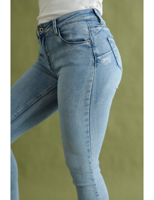 TELLY Hímzett Farmernadrág