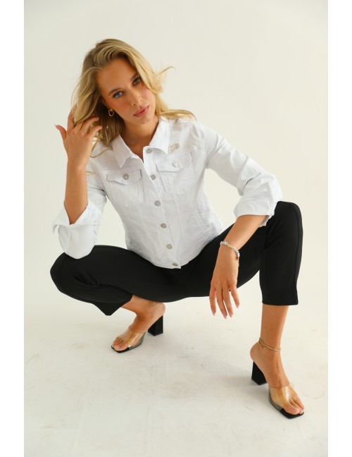 WHITE Hímzett Farmerdzseki