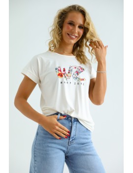 REA Filmnyomott Felső - Fehér