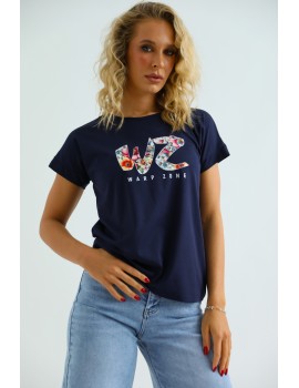 REA Filmnyomott Felső - Sötétkék