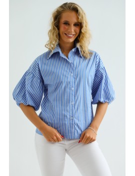 TIARA Puplin Ing - Kék Csíkos