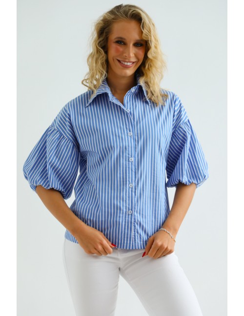 TIARA Puplin Ing - Kék Csíkos