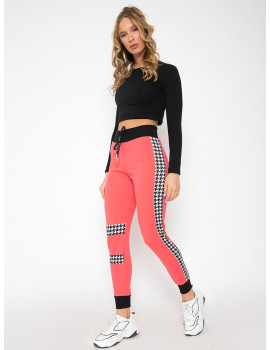Houndstooth Joggers - Coral