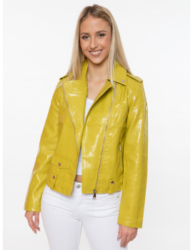 Holly Faux Leather Jacket - Lime
