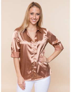 Sammy Satin Shirt - Bronze
