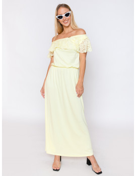 Viscose Maxi Dress - Pastel Yellow