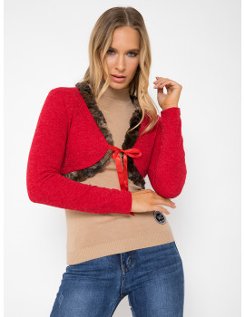 Knit Short Cardigan - Red