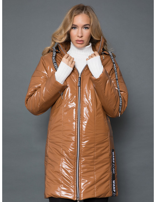 Long Winter Coat with Hood - Caramel