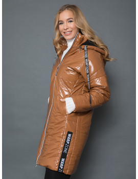 Long Winter Coat with Hood - Caramel