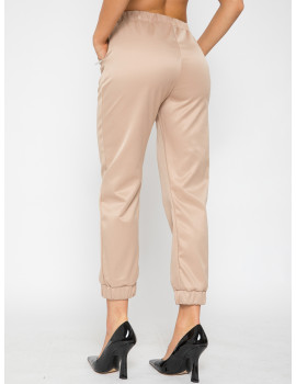 AVRIL Satin Trousers - Beige
