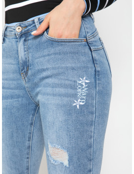 HAZEL Embroidered Skinny Jeans