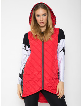 Oversized Quilted Vest - Red